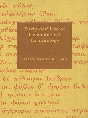 cover image of Euripides' Use of Psychological Terminology